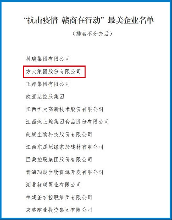2020.08.12 bevictor伟德官方网站集团荣获“抗击疫情 赣商在行动”最美企业称号